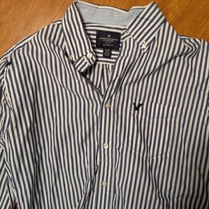 American eagle striped button long sleeve